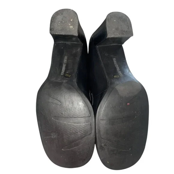 Vintage 90s Bandolino Black Leather Block Heel Wide Square Toe Loafers 8.5 - Picture 8 of 11